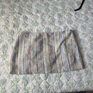 Grey Bandit Striped Lace Embroidered Skirt